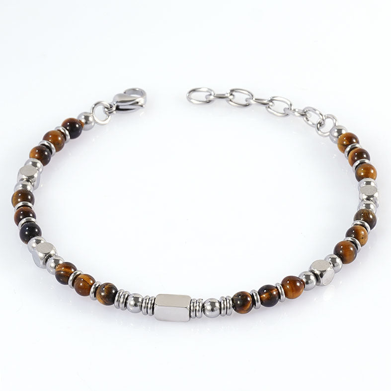 Stone Stainless Steel Obsidian Fashion Blue Turquoise Handmade Bracelet