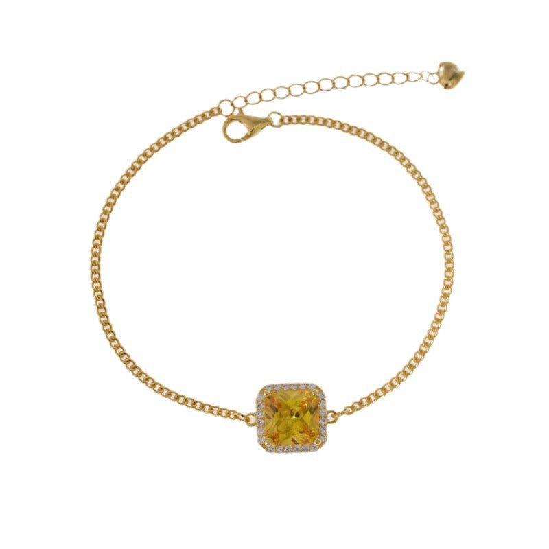 Small Sugar Cube Female Citrine Bread Clavicle Chain Light Luxury Bracelets