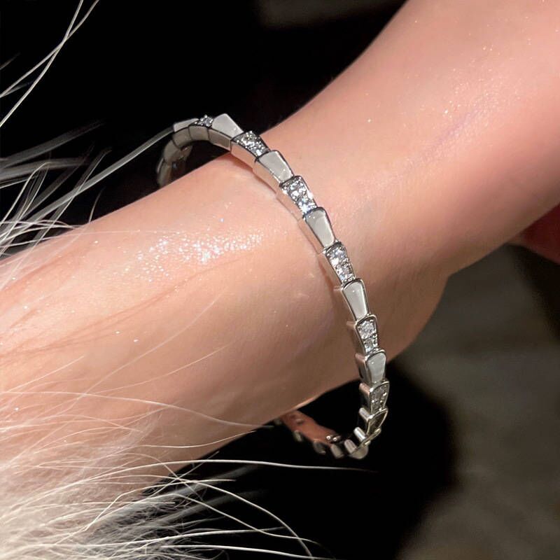 Fritillary Snake-shaped Snake Bone Rhinestone Texture Zircon Light Luxury Bracelet