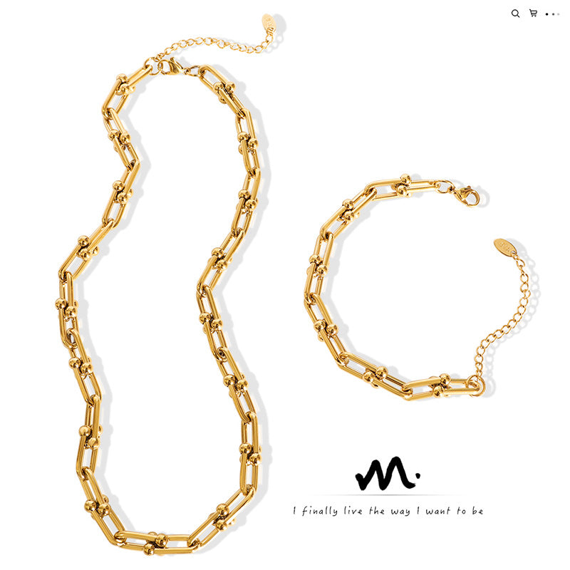 Hip Hop Trend Fashion Design U-shaped Vachette Clasp Personalized Light Necklaces