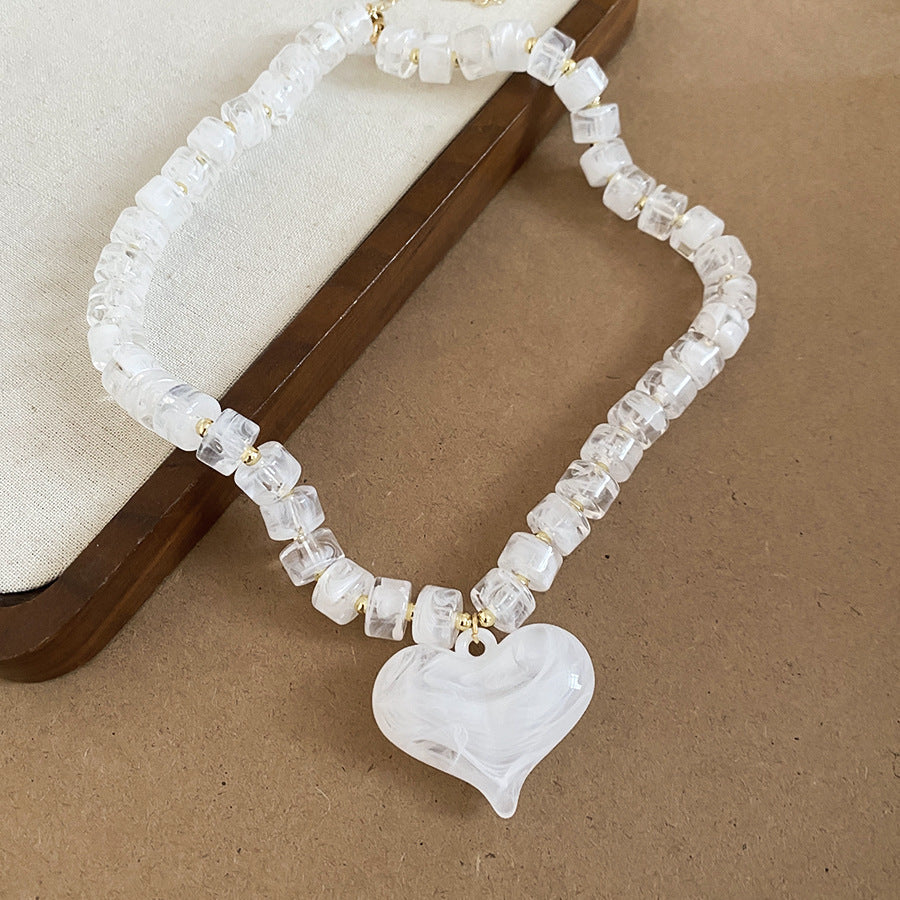 Acrylic Beaded Love Fashion Trend Clavicle Chain Vacation Jewelry Set
