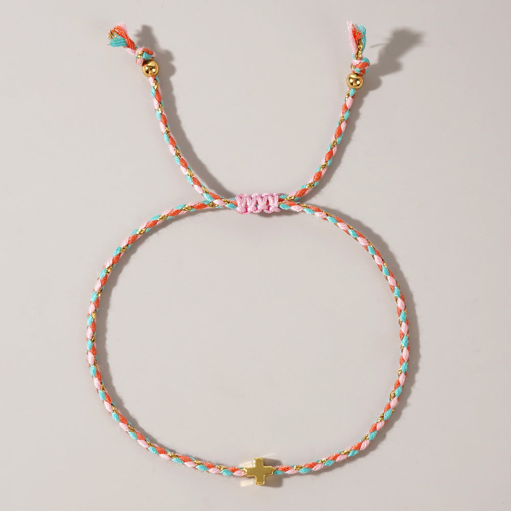 Women's Four-color Cotton Cross Handmade Carrying Strap Couple High Bracelet