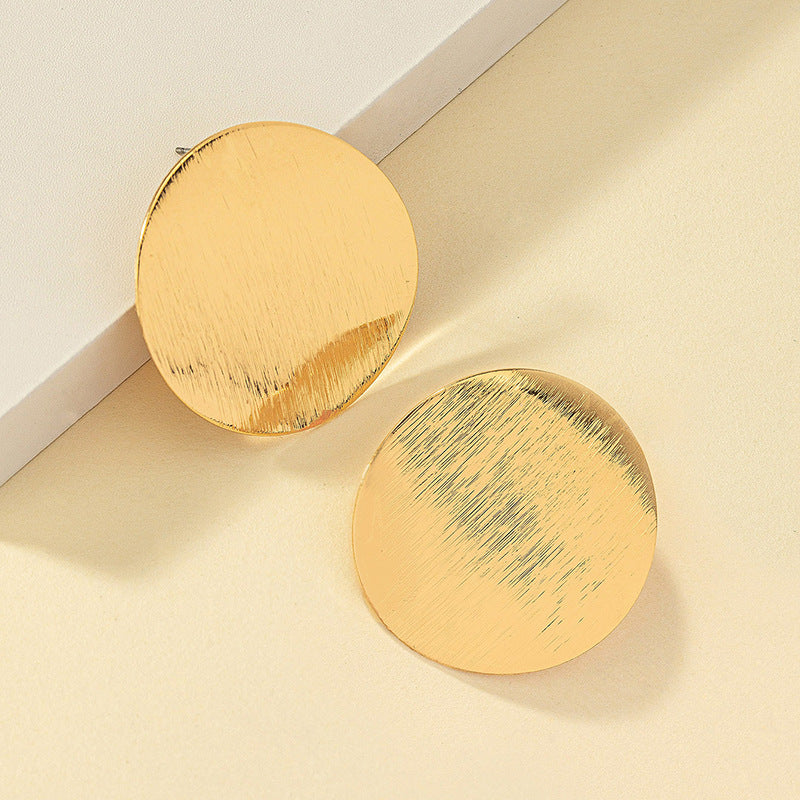 Metal Cold Style Advanced Round Texture Earrings
