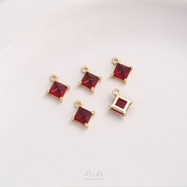 Color Retaining Gilded Inlaid Square Zirconium Pendants