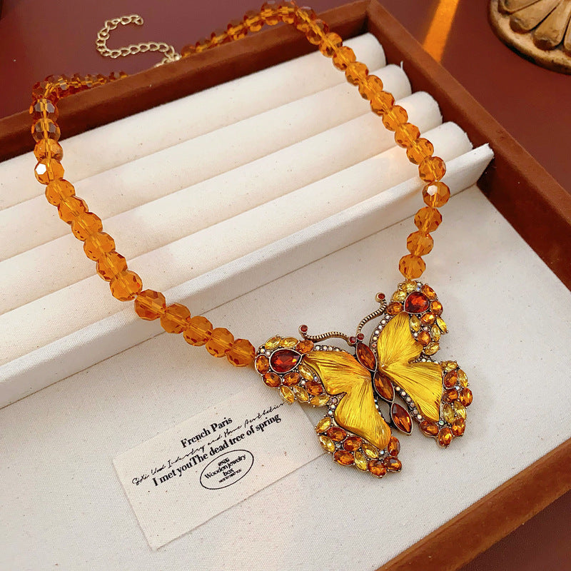 Sier Needle Flower Ear Retro Easy Matching Sweater Chain Exquisite Jewelry Set