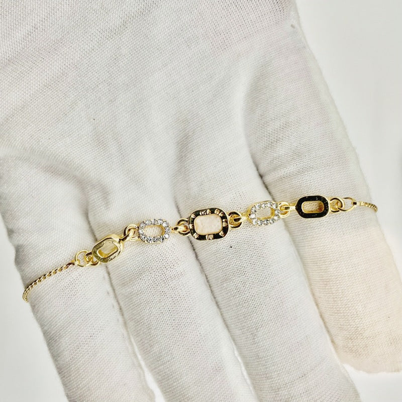 Oval Simple Rhinestone Style Niche Design Couple Bracelets