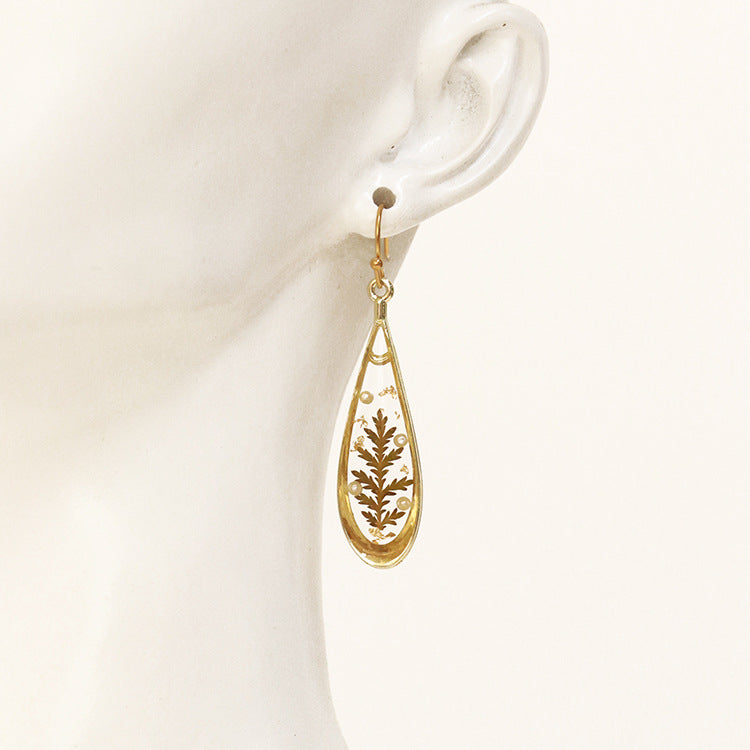 Fashion Modern Dried Flower Preserved Fresh Earrings