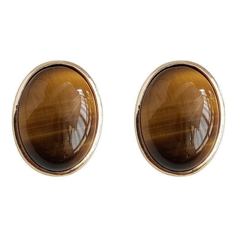 Women's Oval Tigereye For Stylish Elegant Light Luxury Stud Earrings
