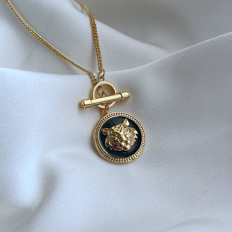 Trendy Fashion Minority Design Copper Gold-plated Tiger Head Necklaces