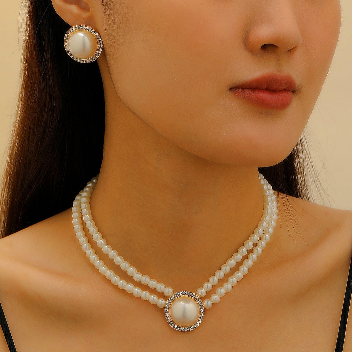 Pearl Female Style Creative Design V-shaped Jewelry Set