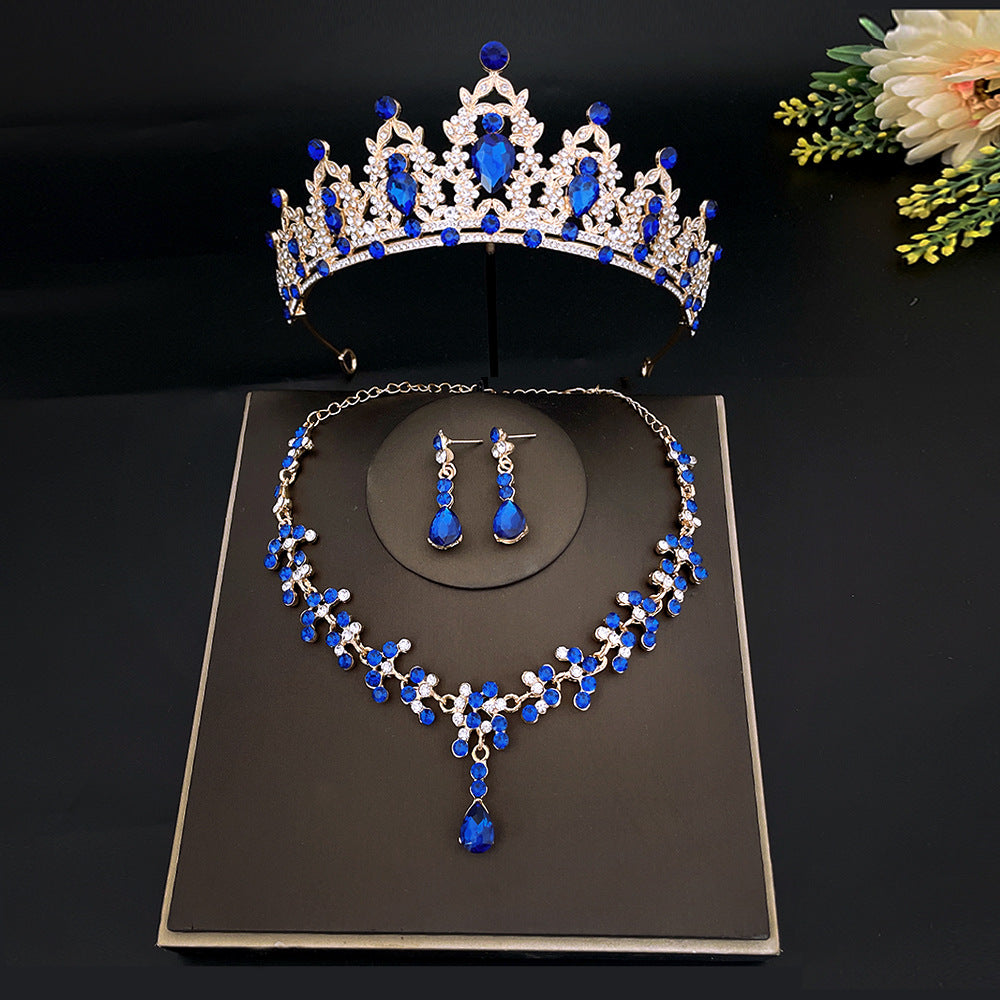 Bridal Headdress Crown Three-piece Wedding Rhinestone Rings