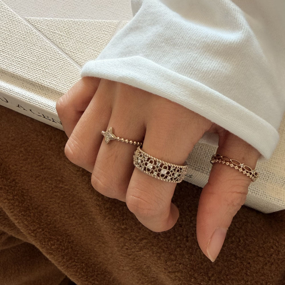 Special Interest Light Luxury Hollow Zircon Index Finger Female French Rings