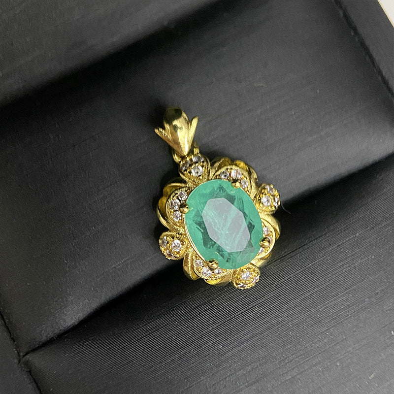 Vintage Imitation Blue Main Stone Carved Pendants