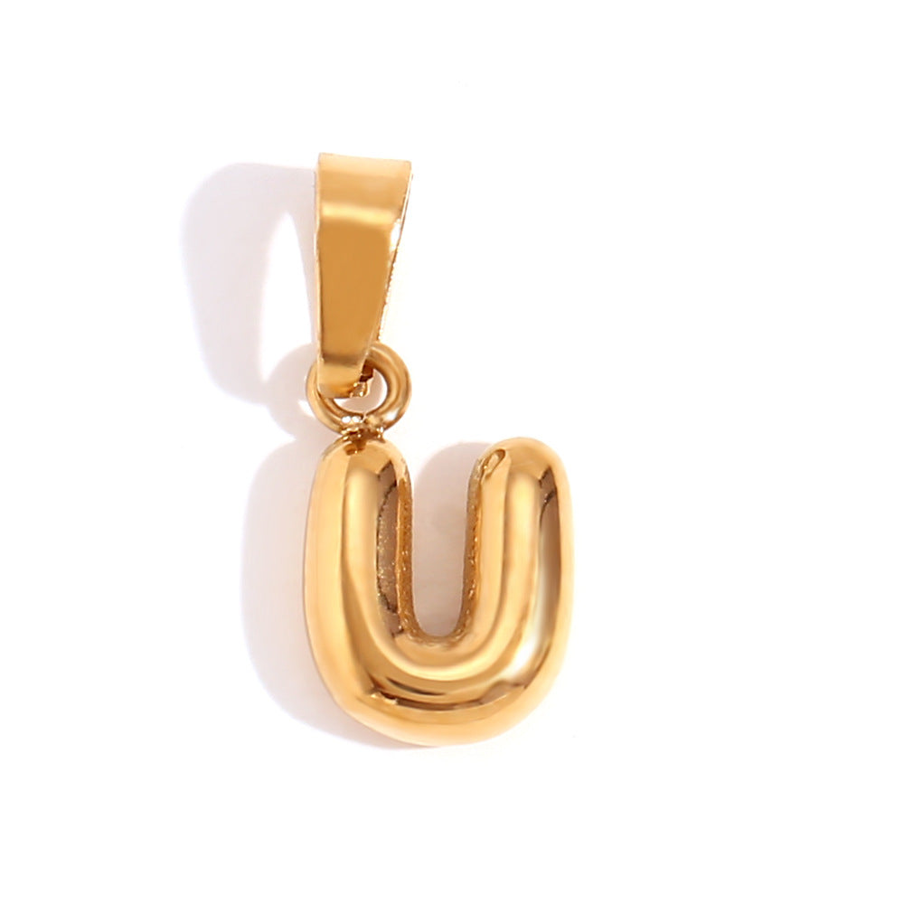 Bubble English Stainless Steel Gold Plated Pendant