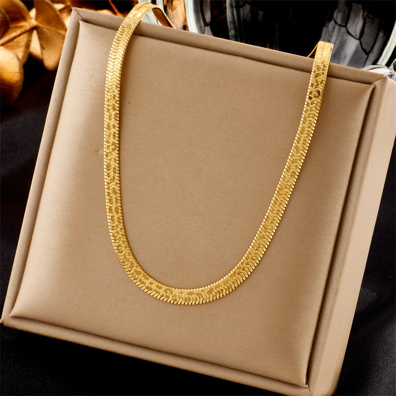 Neutral Simple Gold-plated Printed Stainless Steel Blades Bracelets