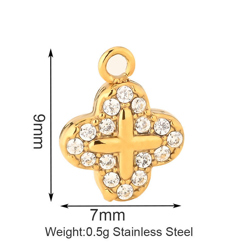 Stainless Steel Inlaid Zircon Clover Lucky Necklaces