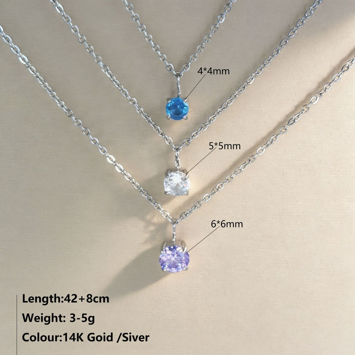 Luxury Simplicity Stylish Round Gold-plated Stainless Steel Colorful Crystals Pendants