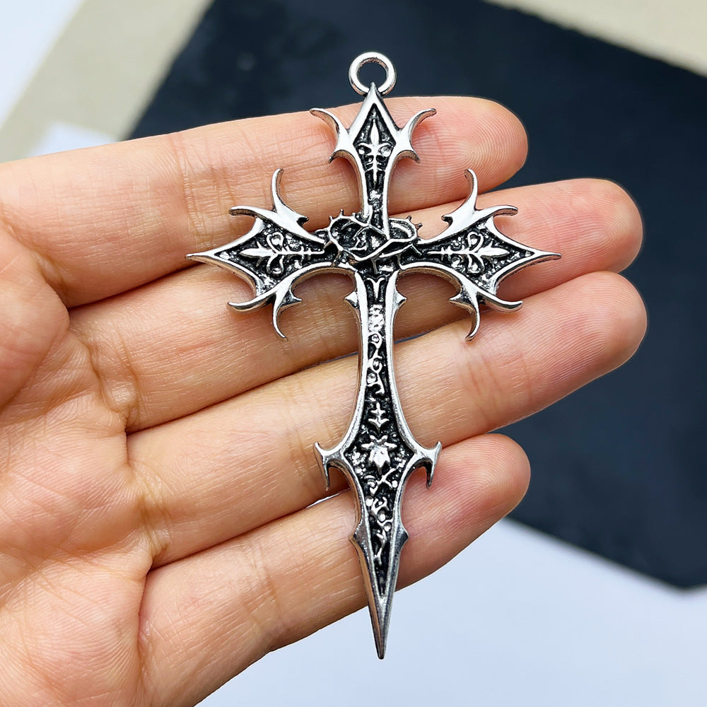 Gothic Cross Ethnic Pattern Alloy Sweater Chain Pendants