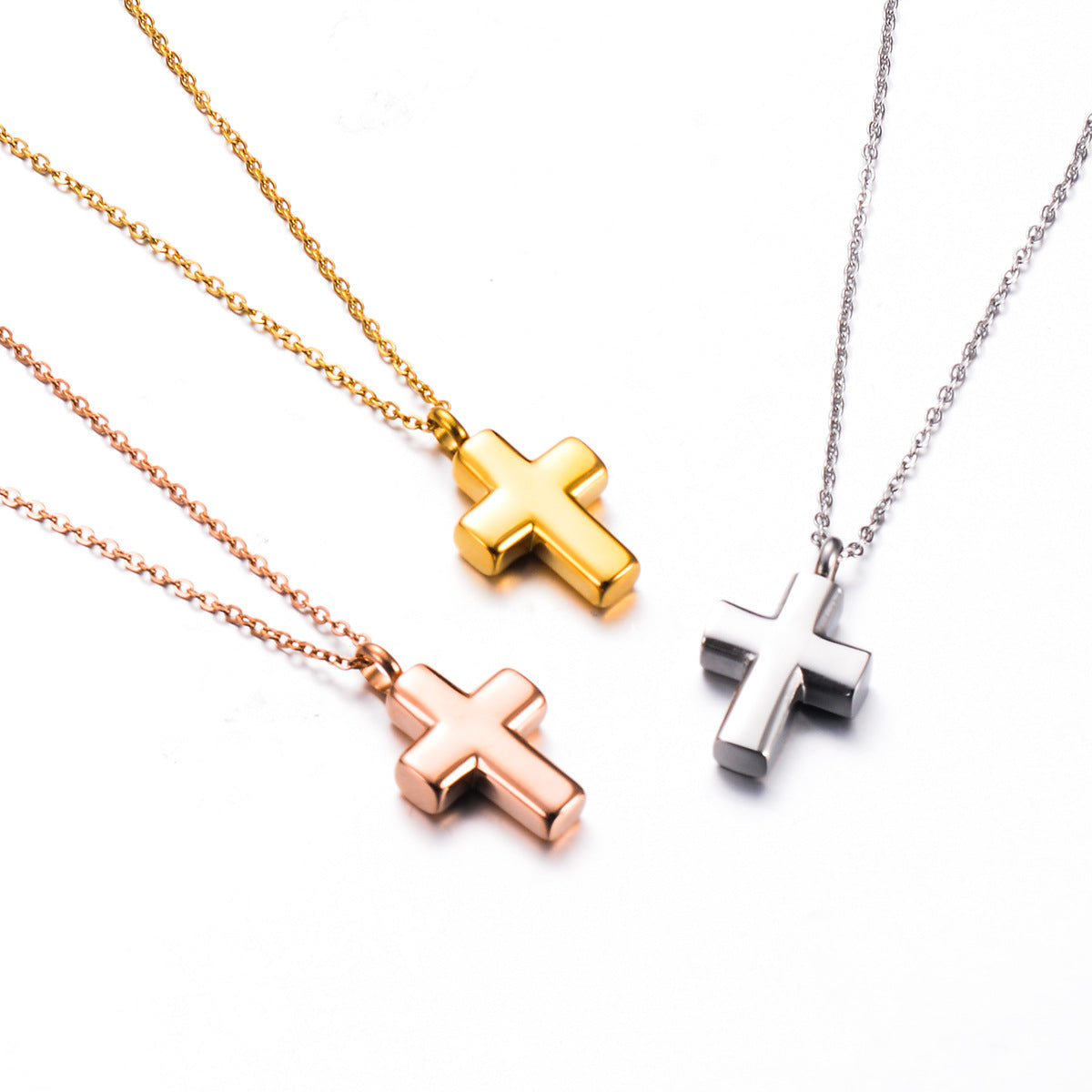 Steel Cross Shelf Open Perfume Bottle Pendant