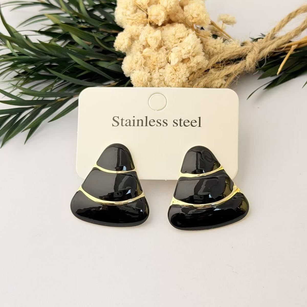 Women's Stainless Steel Oil Dripping Irregular Geometric Triangle Ear Fashion Earrings