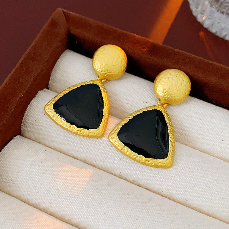 Sier Needle Flower Ear Retro Easy Matching Sweater Chain Exquisite Jewelry Set