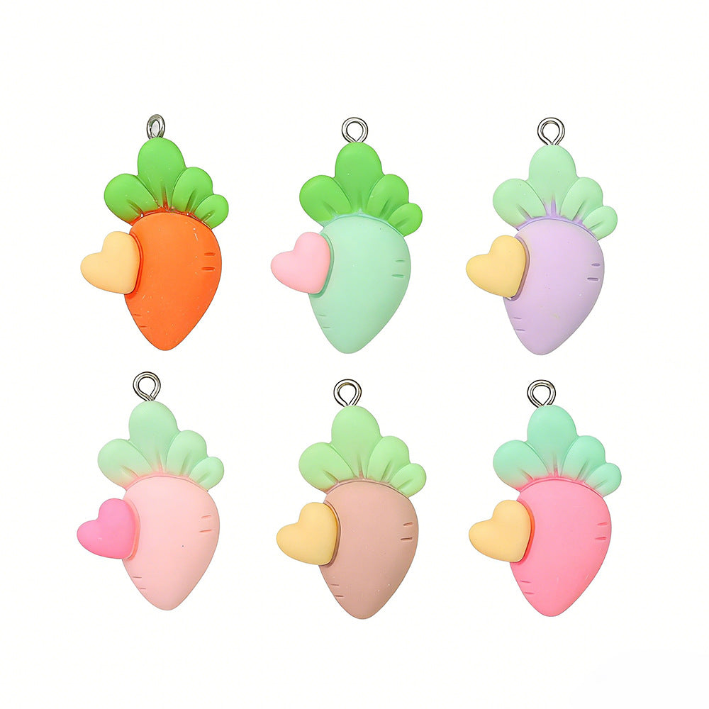 Mini Small Matching Carrot Barrettes Vegetable Resin Cute Earrings