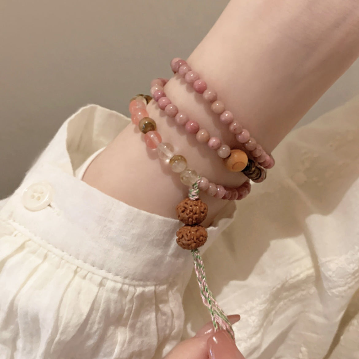 Women's Mahogany Texture Woven Retro Elegant Natural Stone Simple Light Bracelet