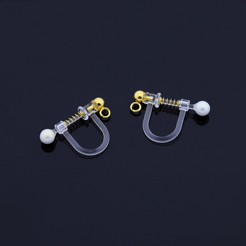Handmade Change Transparent Resin Pearls U-shaped Ear Clip