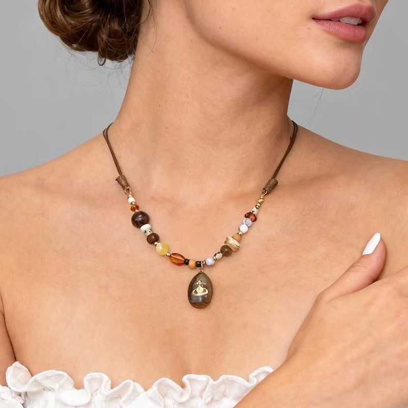 Style Vintage Brown Fashion Design Exaggerated Exquisite Necklace