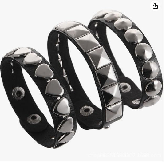 Wide Domineering Personalized Rivet Punk Street Bracelet