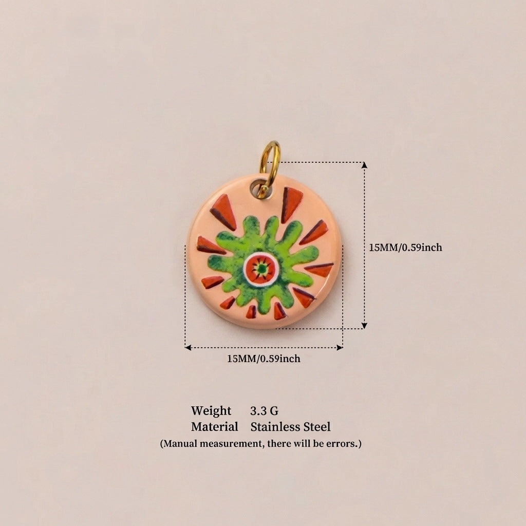Dripping Round Furnace Stainless Steel Gold Color Preserving Pendant