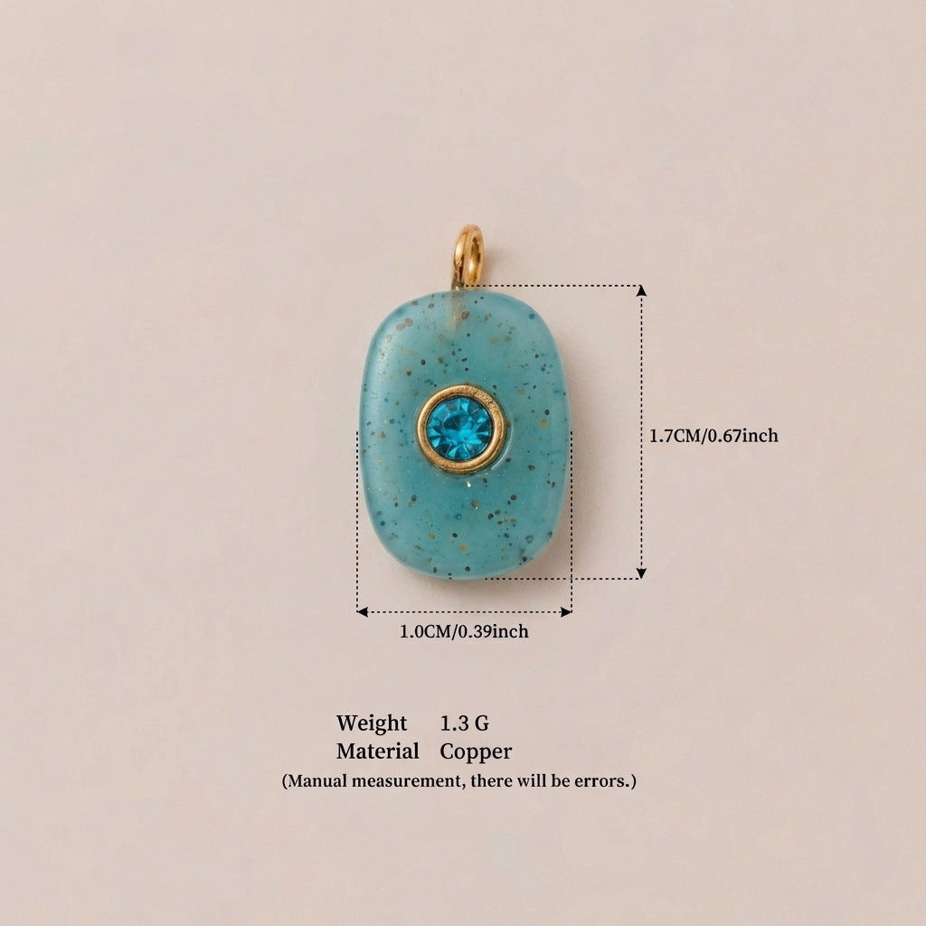 Birthstone Zircon Round Square Glass Gold Pendant