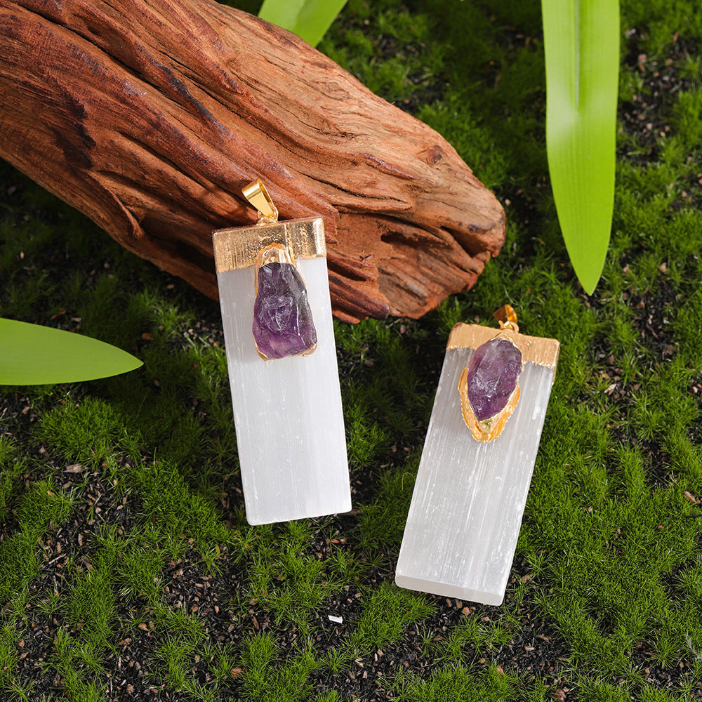 Square Model White Plaster Inlaid Crystal Pendant