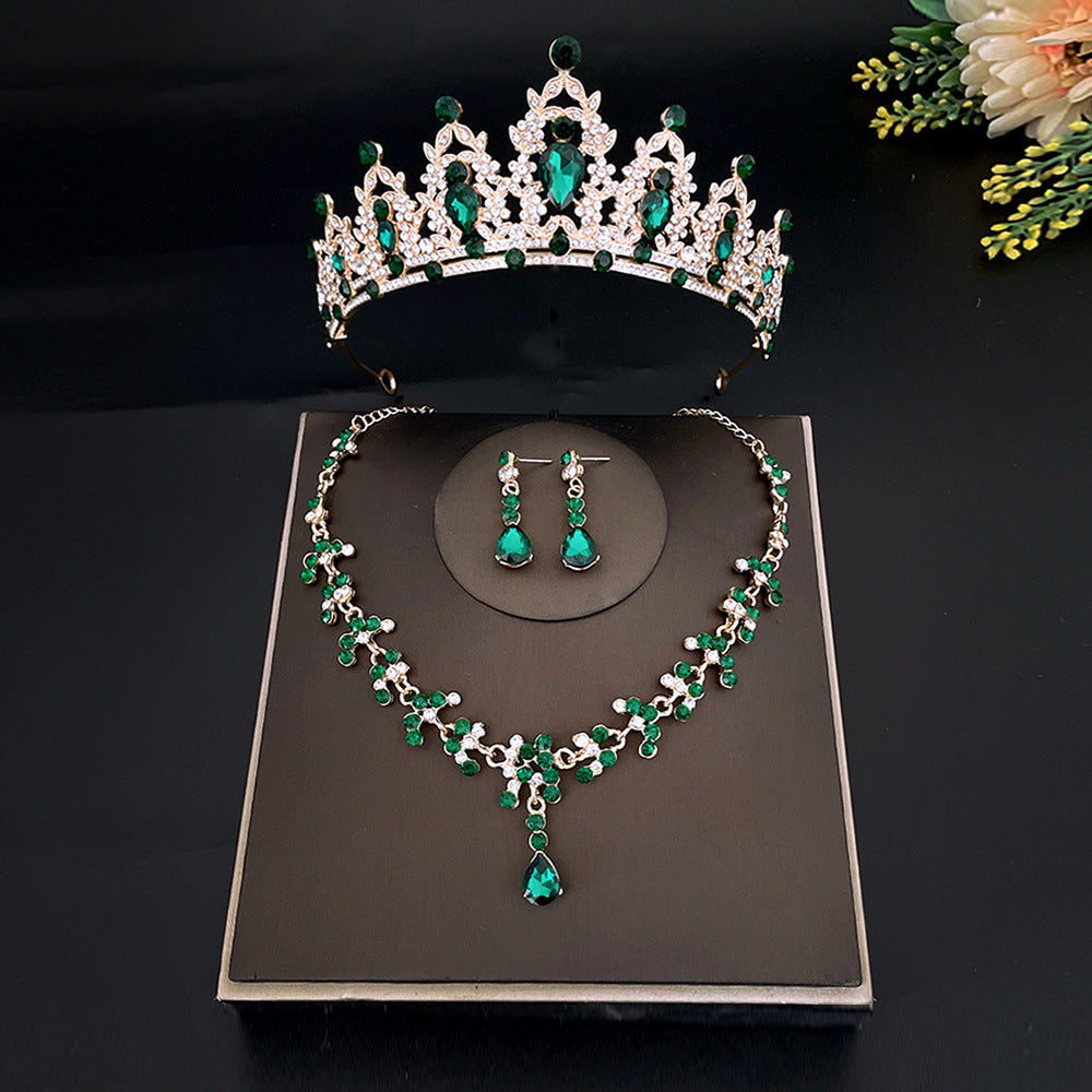 Bridal Headdress Crown Three-piece Wedding Rhinestone Rings
