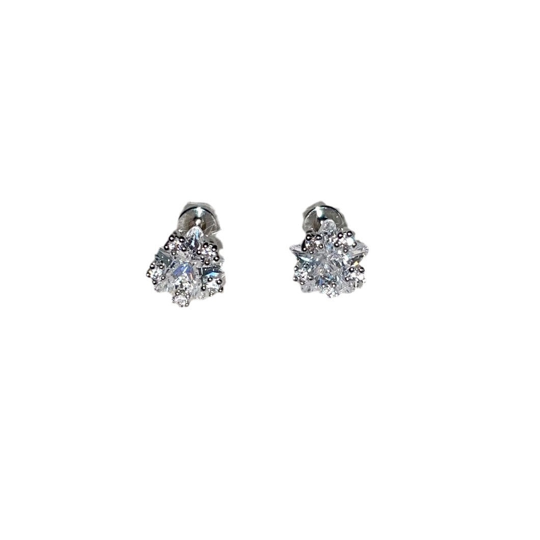 Delicate Super Shining Three-dimensional Zircon Ear Bone Pin Titanium Steel Stud Earrings