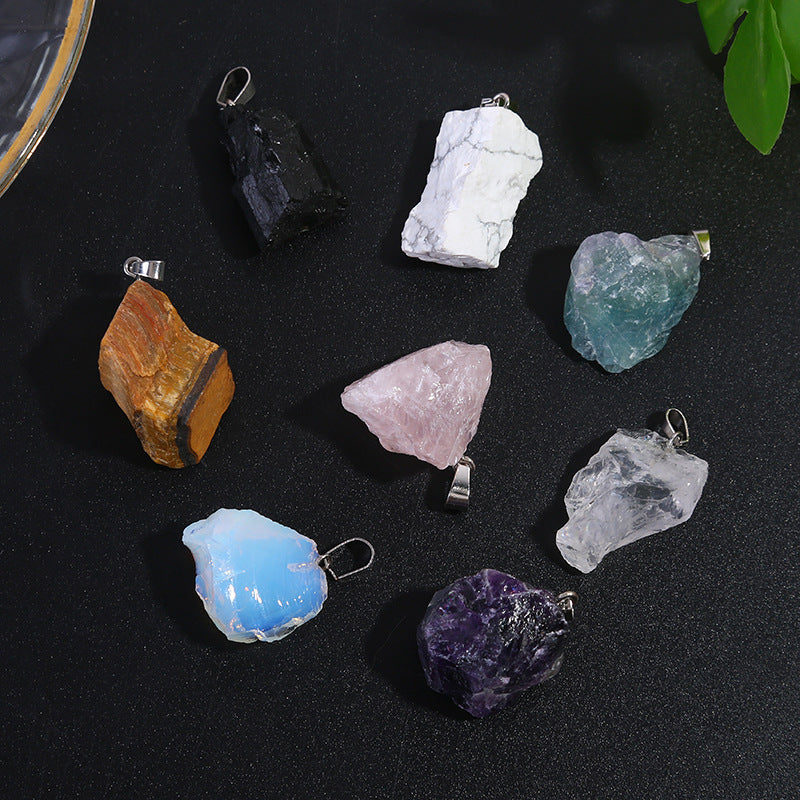 Natural Amethyst Pink Crystal White With Shape Pendants