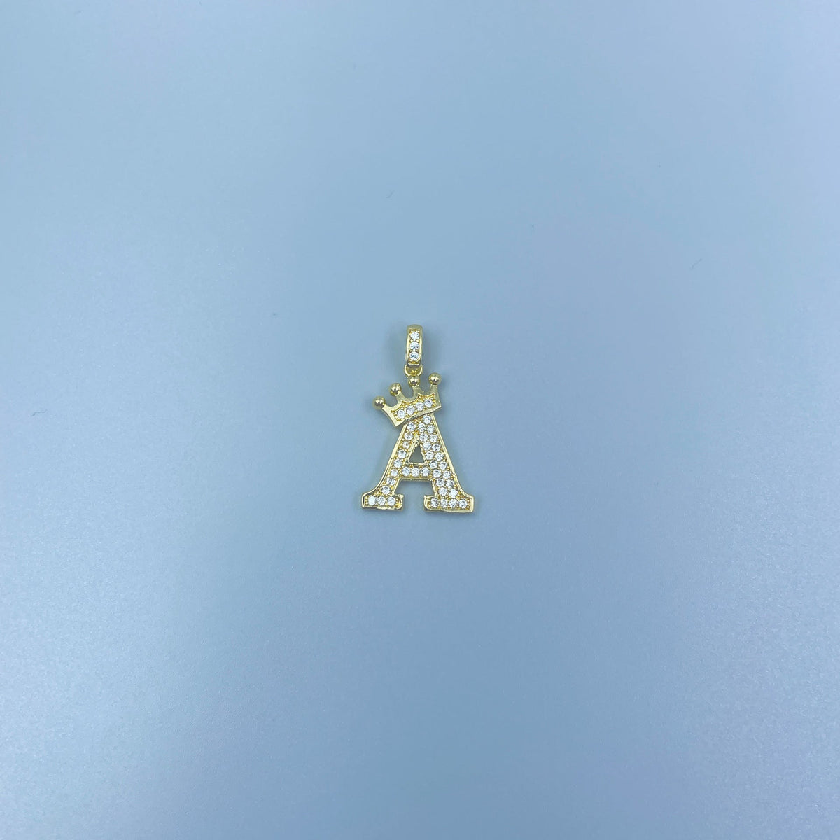 Full Diamond Crown Letters Copper Plated Real Gold Inlaid Zircon Pendant