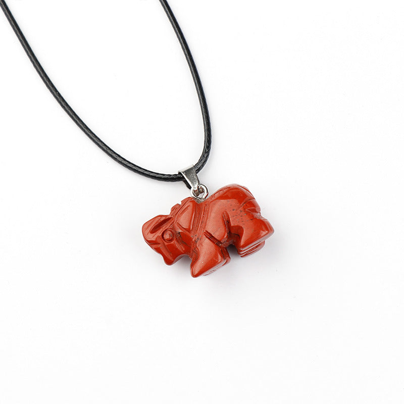 Crystal Carved Natural Agate Stone Tiger Eye Animal Pendant