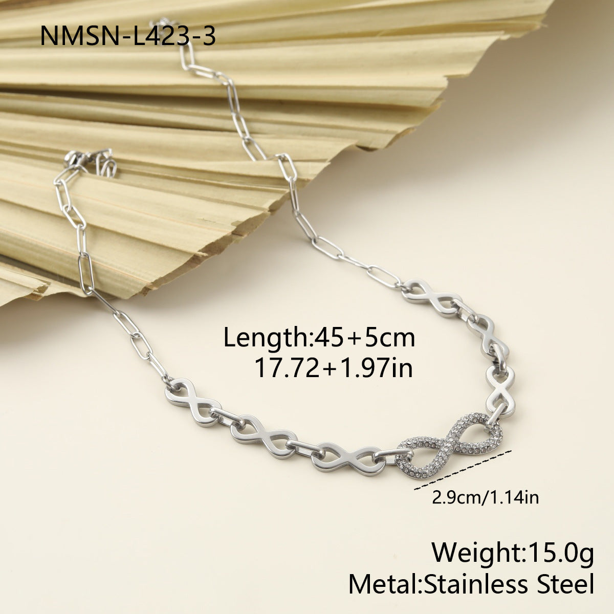Steel Light Luxury Unlimited Symbol Full Diamond Jewelry Set