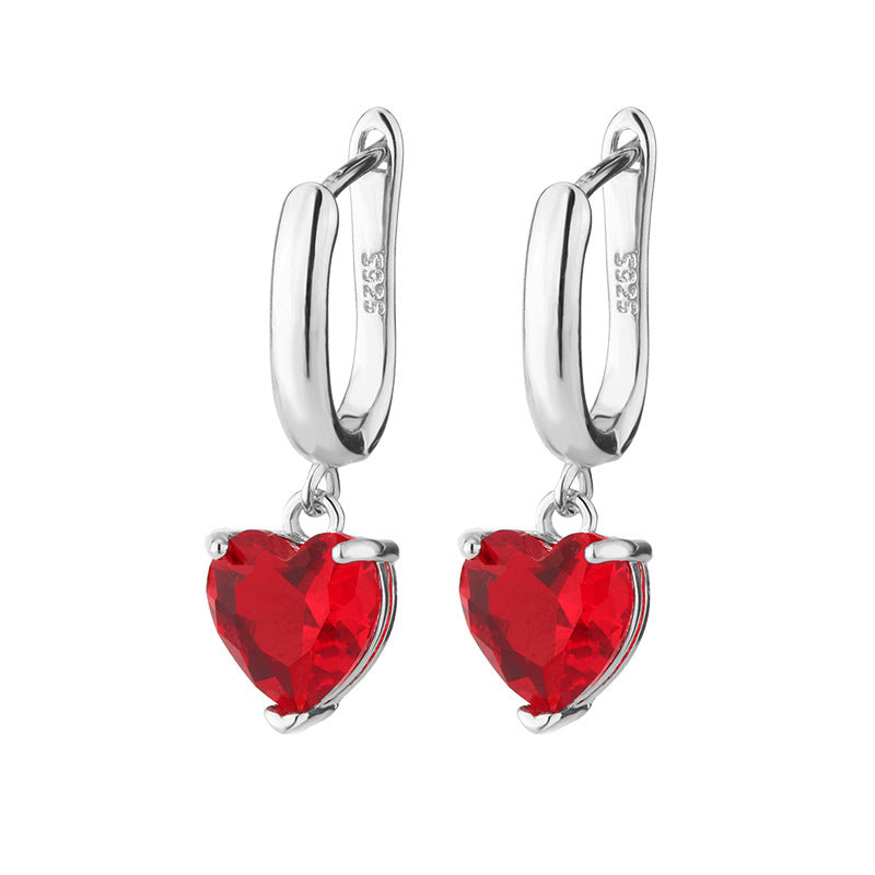 Elegant Heart Zircon Heart-shaped Tassel Long Earrings
