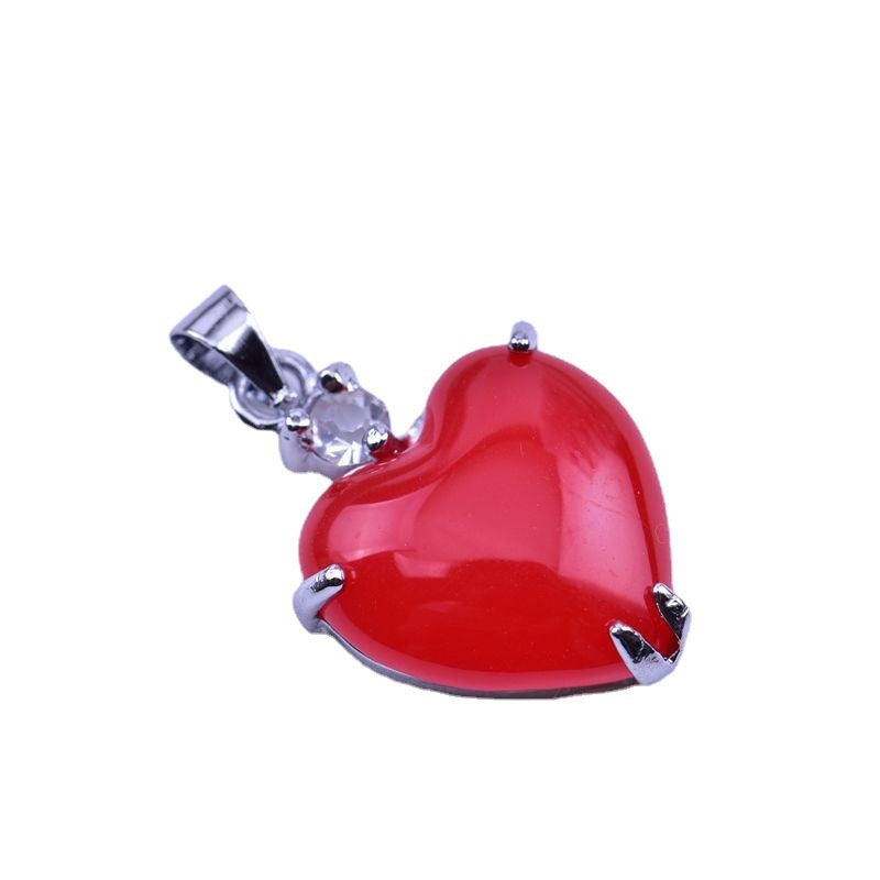 Ethnic Red Green Water Drop Chalcedony Surrounding Diamond Pendant
