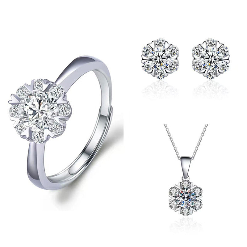Imitation Moissanite Three-piece Zircon Temperament Ear Earrings