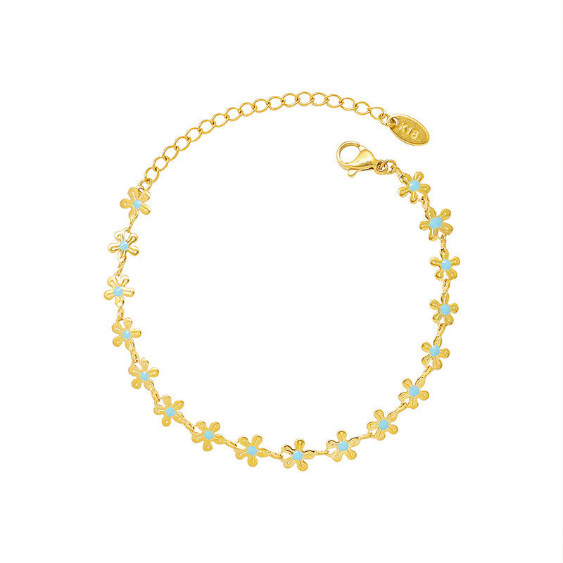 Flowers Blue Drop Oil Special Interest Light Jewelry Set