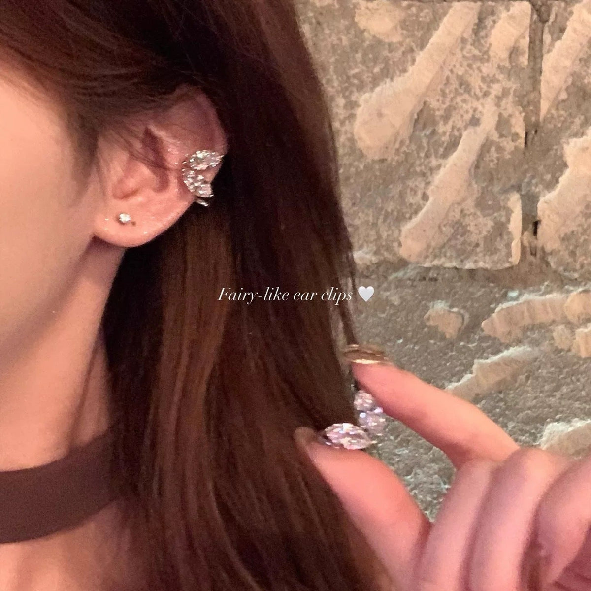 Elegant Water Drops High-grade Angel Wings Ear Clip