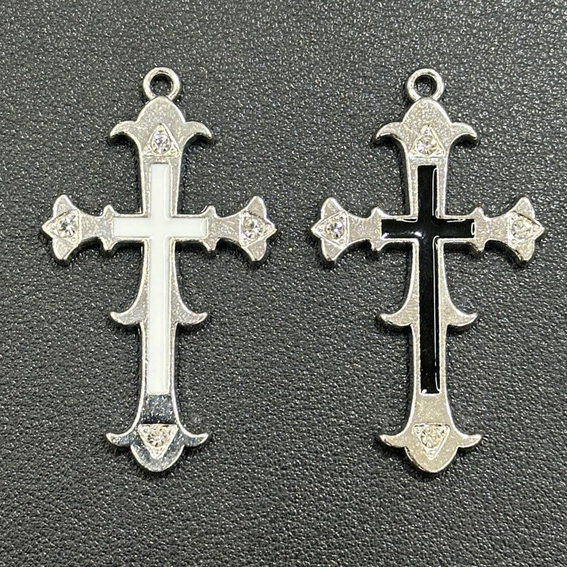Graceful Oil Dripping Alloy Cross Jeweled Pendant