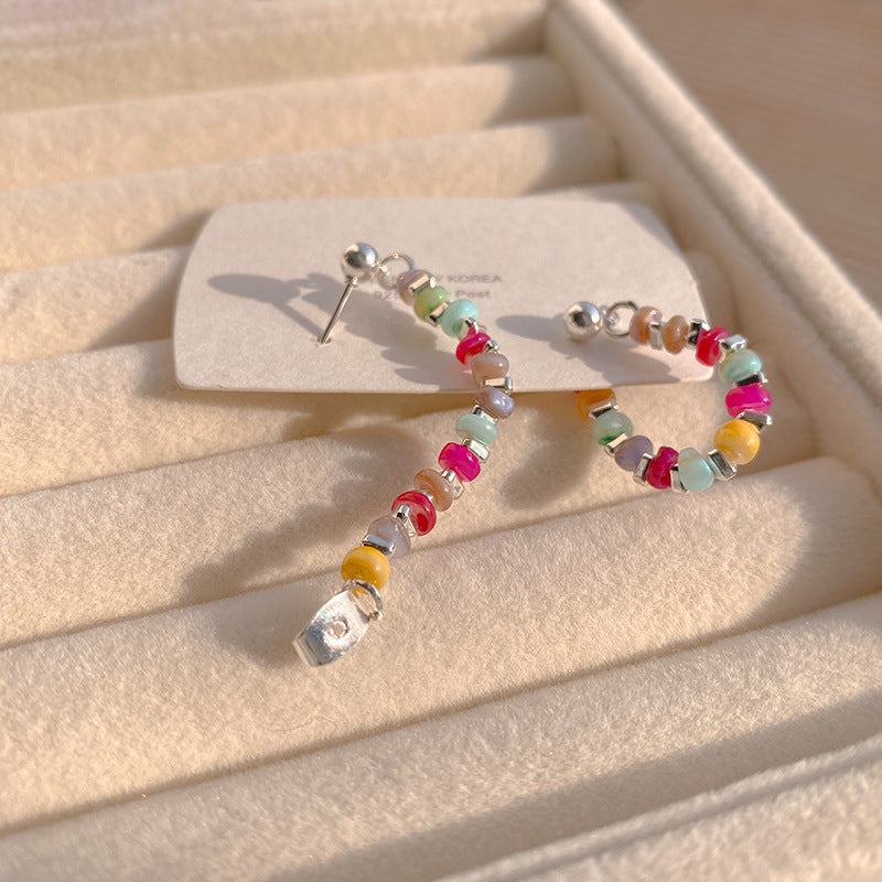 Dopamine Colorful Beaded Female High Sense Special Interest Personality Rings