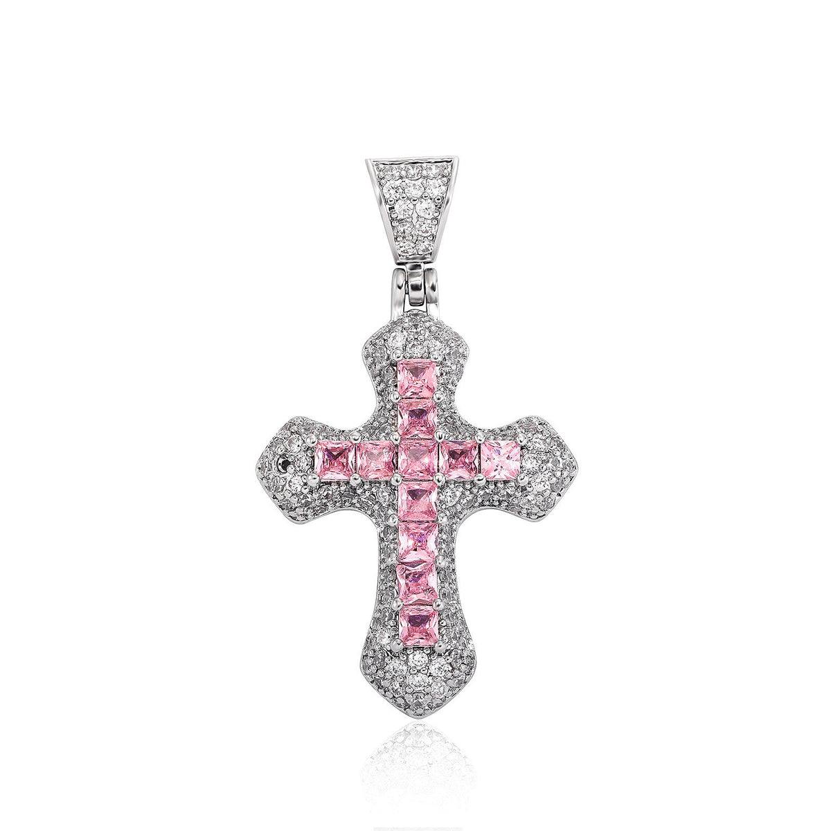 Men's Hip Hop Color Zircon Cross Fashion Sweater Pendant