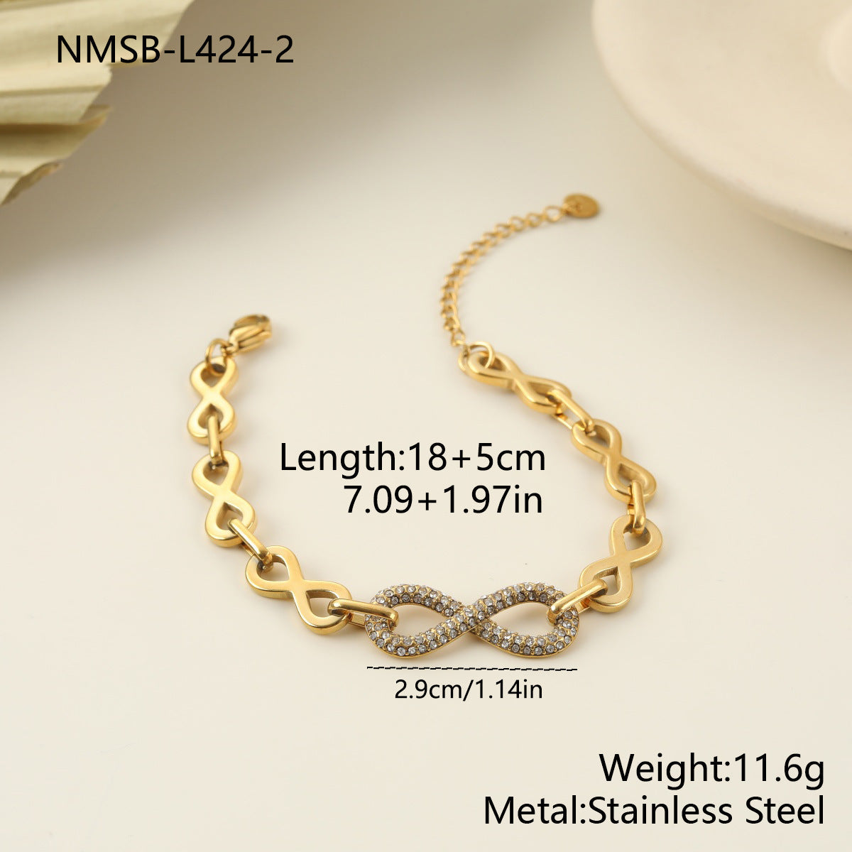 Steel Light Luxury Unlimited Symbol Full Diamond Jewelry Set