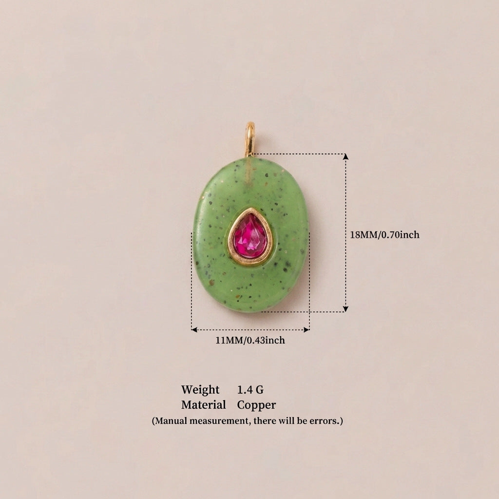 Birthstone Zircon Round Square Glass Gold Pendant