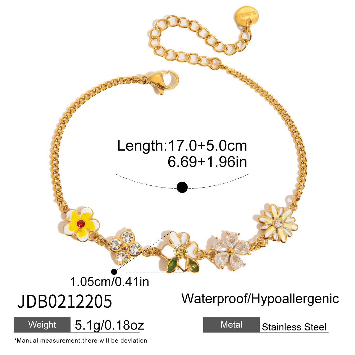 Sweet Style Niche With Zircon Flower Stainless Bracelets